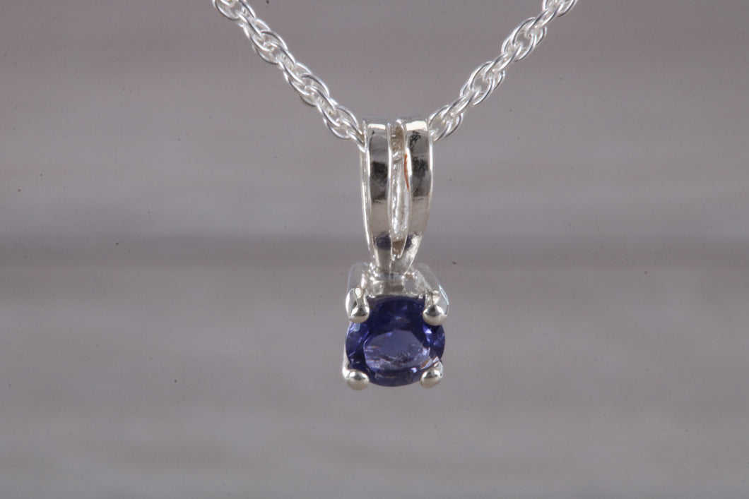 Natural Iolite Gemstone set Silver Necklace