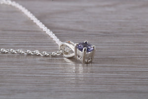 Natural Iolite Gemstone set Silver Necklace
