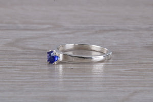 Natural Blue Sapphire Ring. Sterling Silver