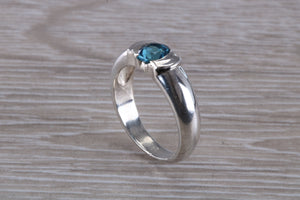 One carat Round cut Blue Topaz Ring
