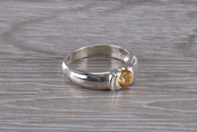 Load image into Gallery viewer, Round cut Citrine Gemstone set Silver Ring