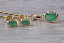 Load image into Gallery viewer, Oval cut Emerald Earrings with Matching Necklace