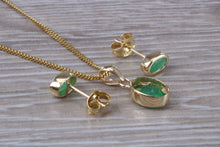 Load image into Gallery viewer, Oval cut Emerald Earrings with Matching Necklace