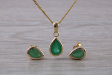 Load image into Gallery viewer, Pear Drop cut Emerald Earrings with Matching Necklace