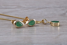 Load image into Gallery viewer, Pear Drop cut Emerald Earrings with Matching Necklace