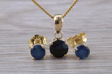 Load image into Gallery viewer, Round cut Blue Sapphire Earrings with Matching Necklace