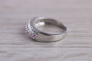 White Gold Pink Topaz and Diamond set Ring