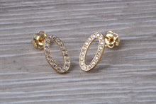 Load image into Gallery viewer, 9ct Gold Oval C Z Stud Earrings