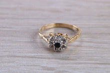 Load image into Gallery viewer, Blue Sapphire and Diamond Cluster Ring