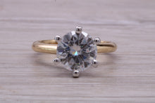 Load image into Gallery viewer, One and Half carat Moissanite Diamond set in this Beautiful 18ct Yellow Gold and Platinum Solitaire