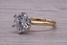 Load image into Gallery viewer, One and Half carat Moissanite Diamond set in this Beautiful 18ct Yellow Gold and Platinum Solitaire