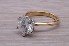 Load image into Gallery viewer, One and Half carat Moissanite Diamond set in this Beautiful 18ct Yellow Gold and Platinum Solitaire