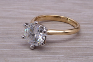 One and Half carat Moissanite Diamond set in this Beautiful 18ct Yellow Gold and Platinum Solitaire