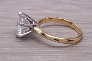 One and Half carat Moissanite Diamond set in this Beautiful 18ct Yellow Gold and Platinum Solitaire