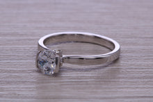 Load image into Gallery viewer, One carat Moissanite Diamond set in Four Claw Platinum Solitaire