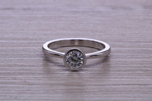 Load image into Gallery viewer, Dainty Rub over set Moissanite Diamond Platinum Solitaire