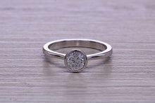 Load image into Gallery viewer, Dainty Rub over set Moissanite Diamond Platinum Solitaire
