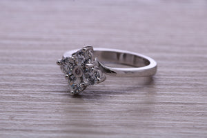 Moissanite Diamond Cluster set Platinum Ring