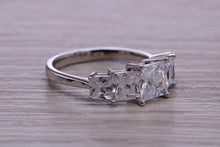 Load image into Gallery viewer, Very Dressy Four carat traditional Princess cut Moissanite Diamond Eternity Ring