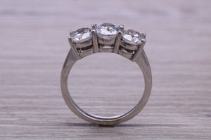 1.50ct 3 Round cut Moissanite Diamond set Platinum Ring