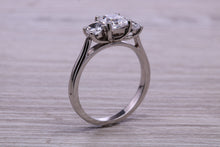 Load image into Gallery viewer, 1.50ct Square and Round cut Moissanite Diamond set Platinum Trilogy Ring