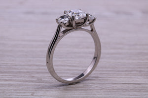 1.50ct Square and Round cut Moissanite Diamond set Platinum Trilogy Ring