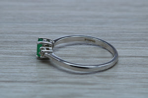 Dainty Emerald and Diamond Trilogy Ring