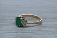 Load image into Gallery viewer, 1.50ct Emerald and Diamond set Trilogy Ring