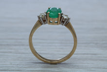 Load image into Gallery viewer, 1.50ct Emerald and Diamond set Trilogy Ring