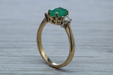 Load image into Gallery viewer, 1.50ct Emerald and Diamond set Trilogy Ring