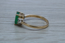 Load image into Gallery viewer, Emerald and Diamond Trilogy set Yellow Gold Ring