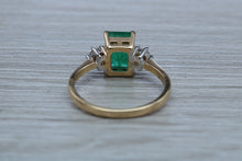 Load image into Gallery viewer, Emerald and Diamond Trilogy set Yellow Gold Ring