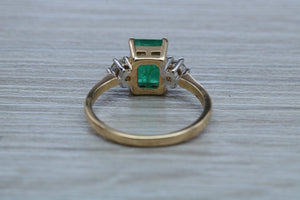 Emerald and Diamond Trilogy set Yellow Gold Ring