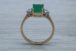 Emerald and Diamond Trilogy set Yellow Gold Ring