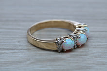 Load image into Gallery viewer, Fiery Opal and Diamonds set Yellow Gold Ring