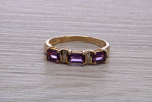 Load image into Gallery viewer, Amethyst and Diamond set Yellow Gold Ring