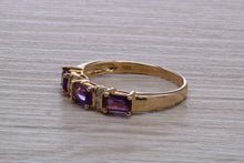 Load image into Gallery viewer, Amethyst and Diamond set Yellow Gold Ring