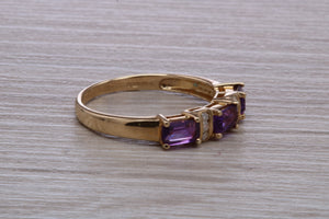 Amethyst and Diamond set Yellow Gold Ring