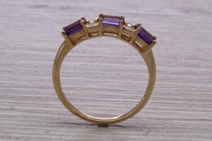 Amethyst and Diamond set Yellow Gold Ring