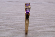 Load image into Gallery viewer, Amethyst and Diamond set Yellow Gold Ring