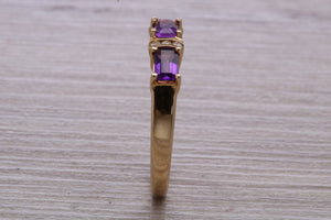 Amethyst and Diamond set Yellow Gold Ring