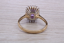 Load image into Gallery viewer, Amethyst and Diamond Halo set Yellow Gold Ring