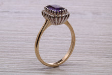 Load image into Gallery viewer, Amethyst and Diamond Halo set Yellow Gold Ring