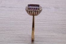 Load image into Gallery viewer, Amethyst and Diamond Halo set Yellow Gold Ring