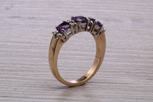Load image into Gallery viewer, Amethyst and Diamond set Yellow Gold Ring