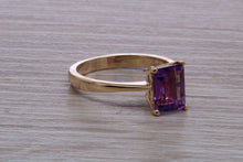 Load image into Gallery viewer, Natural Amethyst set Yellow Gold Ring