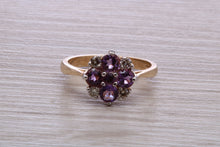 Load image into Gallery viewer, Amethyst and Diamond set Yellow Gold Cluster Ring