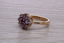 Load image into Gallery viewer, Amethyst and Diamond set Yellow Gold Cluster Ring