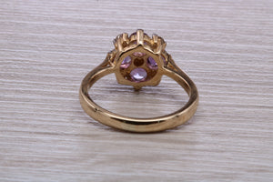 Amethyst and Diamond set Yellow Gold Cluster Ring