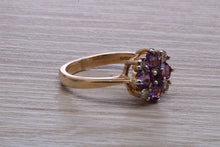 Load image into Gallery viewer, Amethyst and Diamond set Yellow Gold Cluster Ring